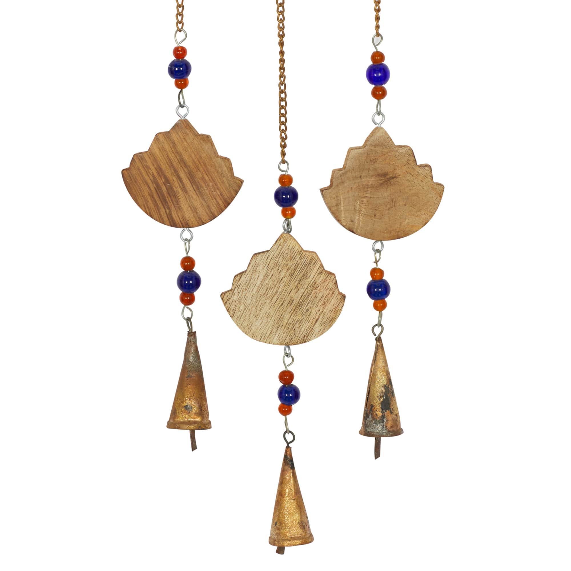Brown Mango Wood Eclectic Style Windchime, 5" x 32"